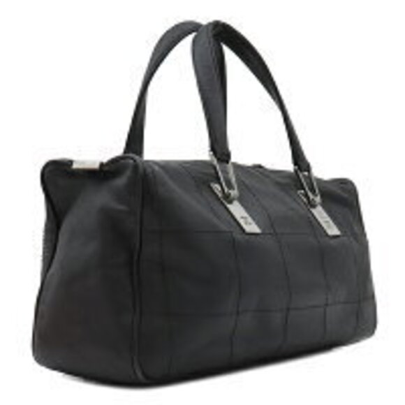 Chanel Chocobar Leather Handbag Black Boston Bag - Picture 2 of 13